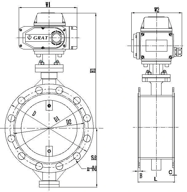 Dn700 Pn80 Wcb 防爆電気アクチュエータ メタルシート バターフライバルアクチュエータータイプ 1