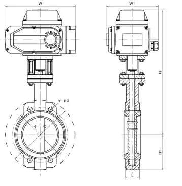 フロアインセンター密封電気フレンジ接続バタフライバル AC220V DIN標準 1