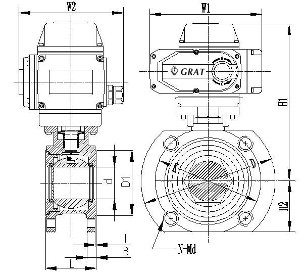 AC220V DN15-250 小さなフローフレンズ接続 電動制御バルブ 1
